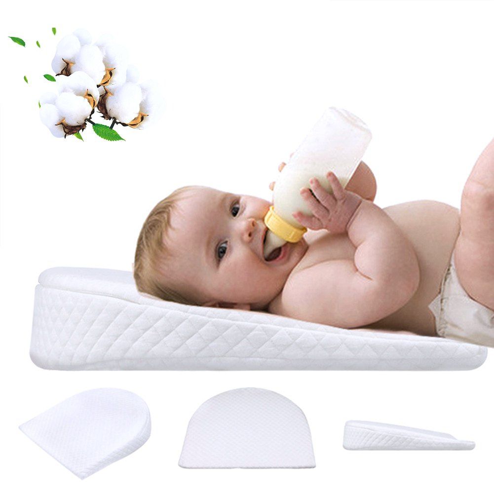 

XML - 013 Slope Baby Pillow Washable Memory Foam Cotton Cushion, White