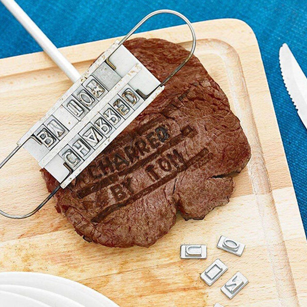 

Portable English Letter DIY Barbeque Tool Meat Steak Branding Seal, Silver