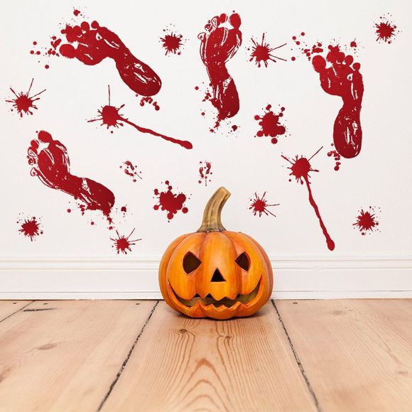 Halloween empreinte sanglante sticker mural décoration de fond - Rouge Lave 