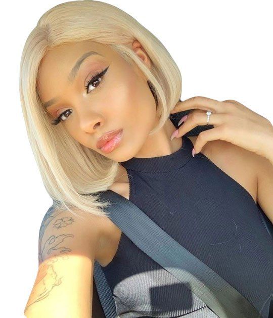 Orgshine Bob Style Blonde Straight Lace Front Synthetic Wig 10inch  Side Part - Or 10INCH
