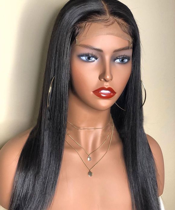 Orgshine Long Straight Black Color Synthetic Wigs Middle Part Wig 24inch - Noir Naturel 