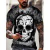 Gothic Skull Print Casual T Shirt Short Sleeve Round Neck Summer Tee - multicolor XL