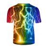 T-shirt D'Eté Décontracté à Imprimé 3D Lumière Colorée Manches Courtes à Col Rond - multicolor L