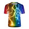 Colorful Lightning 3D Print Casual T Shirt Short Sleeve Round Neck Summer Tee - multicolor XL