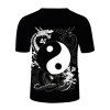 T-Shirt D'Été Décontracté à Manches Courtes à Col Rond Motif Tai Chi et Dragon - multicolor M