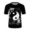 Casual T Shirt Tai Chi Gossip Dragon 3D Print Short Sleeve Round Neck Summer Tee - multicolor 2XL