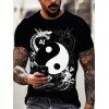 Casual T Shirt Tai Chi Gossip Dragon 3D Print Short Sleeve Round Neck Summer Tee - multicolor XL