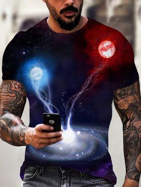 Moon Galaxy 3D Print T Shirt Short Sleeve Summer T-shirt Casual Round Neck Tee