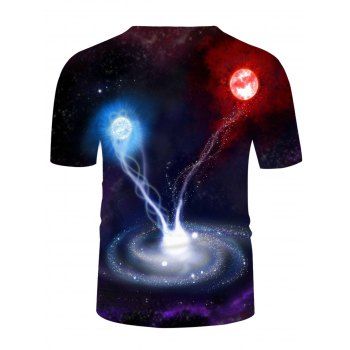 Moon Galaxy 3D Print T Shirt Short Sleeve Summer T-shirt Casual Round Neck Tee