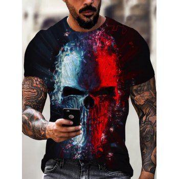 

Gothic T Shirt Colorful Skull 3D Print T-shirt Short Sleeve Round Neck Summer Tee, Multicolor