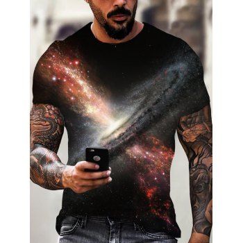 

Short Sleeve T Shirt Galaxy Print Tee Summer Round Neck Casual T-shirt, Multicolor