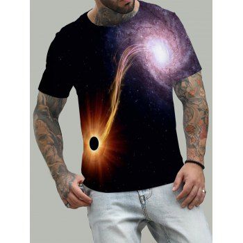 

Galaxy Black Hole Print T Shirt Summer Short Sleeve Tee Casual Round Neck T-shirt, Multicolor