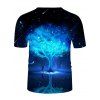 T-shirt D'Eté Décontracté à Imprimé 3D Arbre de Vie Galaxie Manches Courtes à Col Rond - multicolor S