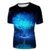 Life Tree Galaxy 3D Print T Shirt Summer Round Neck T-shirt Short Sleeve Casual Tee - multicolor S