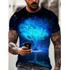 T-shirt D'Eté Décontracté à Imprimé 3D Arbre de Vie Galaxie Manches Courtes à Col Rond - multicolor 2XL