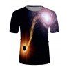 T-shirt D'Eté Décontracté à Imprimé Galaxie Trou Noir à Manches Courtes à Col Rond - multicolor 2XL