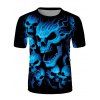 T-shirt Décontracté Gothique à Imprimé 3D Crâne en Feu à Manches Courtes à Col Rond - multicolor 3XL