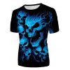 T-shirt Décontracté Gothique à Imprimé 3D Crâne en Feu à Manches Courtes à Col Rond - multicolor S