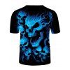 T-shirt Décontracté Gothique à Imprimé 3D Crâne en Feu à Manches Courtes à Col Rond - multicolor L