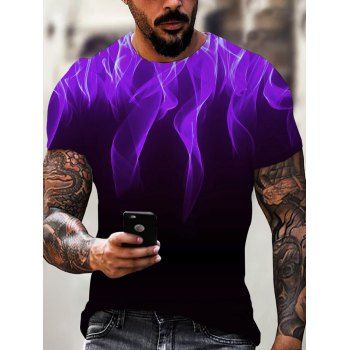 

Summer T Shirt Fire Flame Print Short Sleeve T-shirt Round Neck Casual Tee, Multicolor