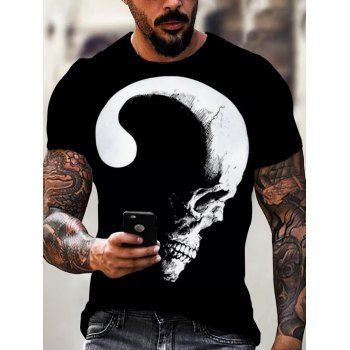 

Gothic T Shirt Skull Moon Print Summer T-shirt Short Sleeve Round Neck Casual Tee, Multicolor