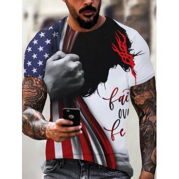 

Summer Patriotic T Shirt American Flag Fist Print T-shirt Short Sleeve Round Neck Tee, Multicolor