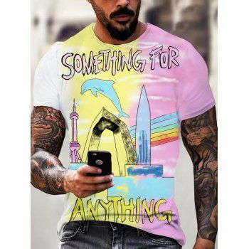 

Summer Pastel Graphic T Shirt SOMETHING FOR ANYTHING Watercolor Painting Print T-shirt Short Sleeve Round Neck Tee, Multicolor