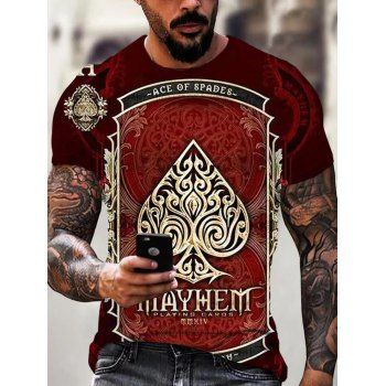 

Summer Tee Allover Playing Card Print Graphic T-shirt Short Sleeve Round Neck Casual T Shirt, Multicolor