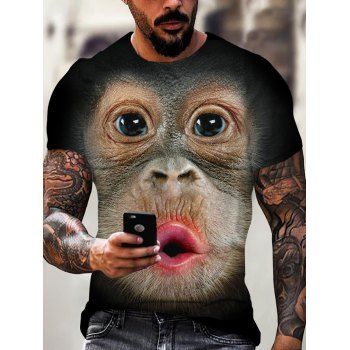 Summer T Shirt Cute Chimpanzees 3D Print Casual T-shirt Short Sleeve Round Neck Tee