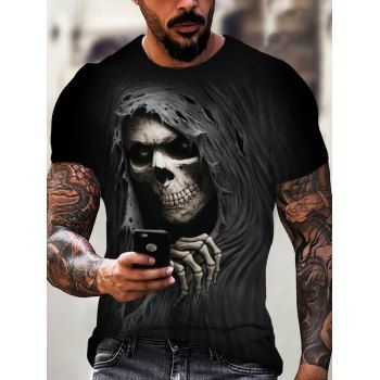 Gothic T Shirt Summer Grim Reaper Print Graphic T-shirt Short Sleeve Round Neck Tee