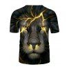 T-shirt D'Eté Décontracté à Imprimé 3D Lion Foudre à Manches Courtes - multicolor 2XL