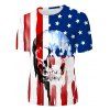 American Flag Skull Print T Shirt Gothic Patriotic Short Sleeve T-shirt Short Sleeve Round Neck Tee - multicolor 3XL