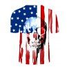 American Flag Skull Print T Shirt Gothic Patriotic Short Sleeve T-shirt Short Sleeve Round Neck Tee - multicolor 3XL