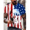 T-shirt Gothique à Imprimé Drapeau Américain Crâne Manches Courtes à Col Rond - multicolor XL