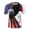 T-shirt d'été à Imprimé Drapeau Américain Patriotique Manches Courtes à Col Rond - multicolor S