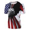 T-shirt d'été à Imprimé Drapeau Américain Patriotique Manches Courtes à Col Rond - multicolor L