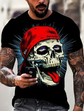 Gothic T Shirt Summer Baseball Cap Skull Print T Shirt Short Sleeve Round Collar Casual Tee