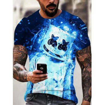 

Casual T Shirt Alien Fire Print T Shirt Round Collar Short Sleeve Summer Trendy Tee, Multicolor