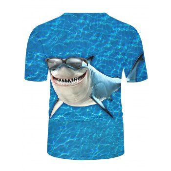 Vacation T Shirt Sea Shark Print T Shirt Short Sleeve Round Neck Summer Casual Tee