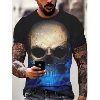 

Gothic T Shirt Skull Print T Shirt Round Neck Short Sleeve Casual Trendy Tee, Multicolor