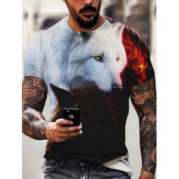 Wolf Galaxy 3D Print Summer T Shirt Short Sleeve Round Neck Casual Tee
