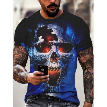 Gothic T Shirt Skull 3D Print Short Sleeve T-shirt Round Neck Summer Tee