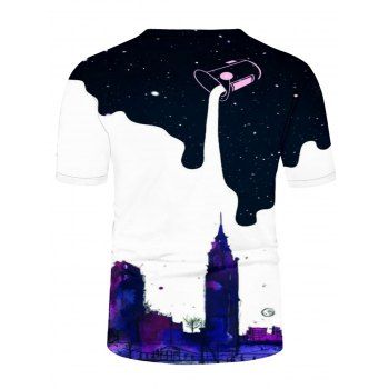 Galaxy Pulling Milk Graphic Print T Shirt Short Sleeve Round Neck Casual Tee