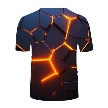 Light Digital Crack 3D Print T Shirt Short Sleeve Round Neck Casual T Shirt