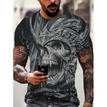 Gothic T Shirt Casual T Shirt Skull Print Short Sleeve Round Neck Summer Tee