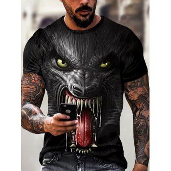 

3D Monster Print T Shirt Round Neck Short Sleeve Casual Summer T Shirt, Multicolor