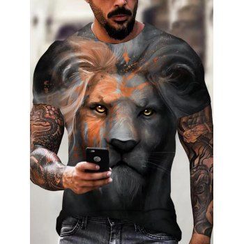 

Lion Painting Splash 3D Print T Shirt Short Sleeve Round Neck Summer Tee, Multicolor