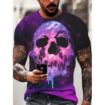 

Skull Print T Shirt Gothic T Shirt Short Sleeve Round Neck Summer Casual Tee, Multicolor