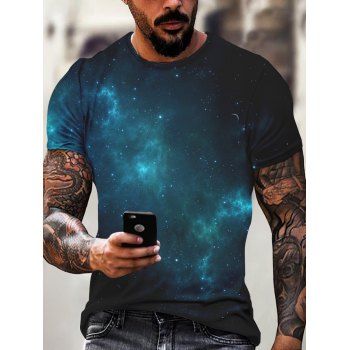 

Galaxy Allover Print T Shirt Short Sleeve Casual Round Neck Tee, Multicolor