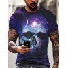T-shirt Décontracté Gothique à Imprimé Lune Soleil Galaxie Manches Courtes à Col Rond - multicolor 3XL